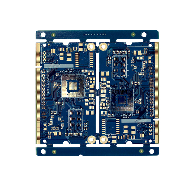 Enlarged blue PCB board clear picture