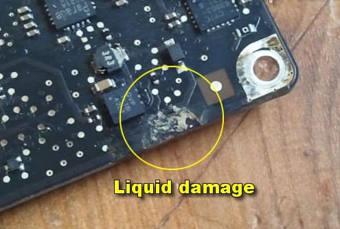 water damaged motherboard