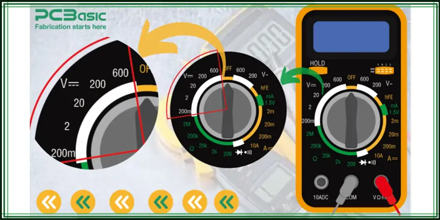 Gleichspannungssymbol auf dem Multimeter
