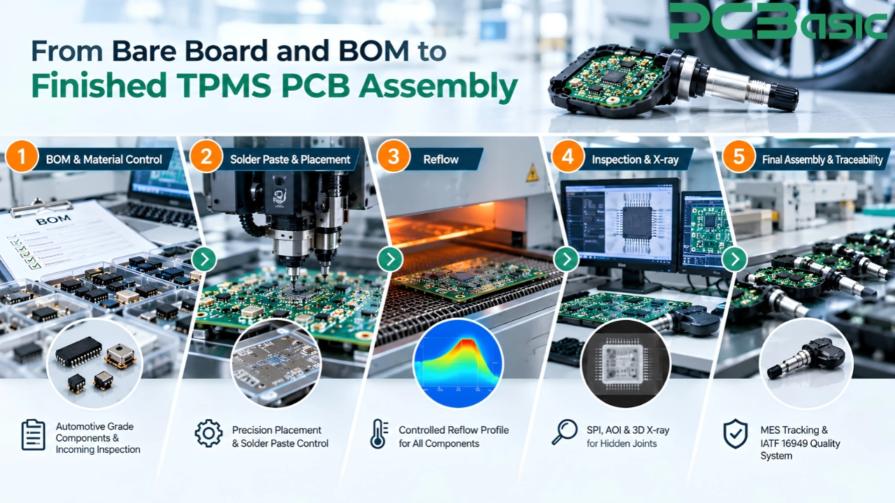 TPMS PCB assembly process from SMT placement to inspection TPMS PCB assembly process from SMT placement to inspection
