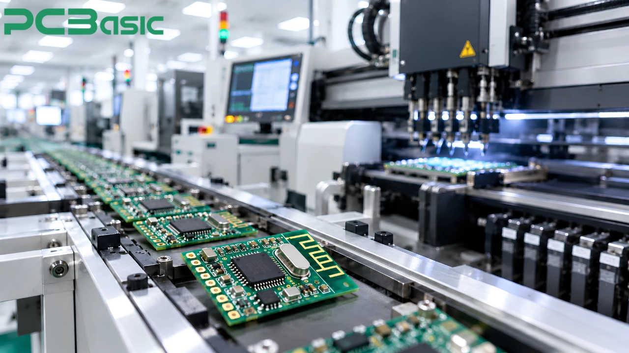 Bluetooth module PCB assembly on an automated SMT production line Bluetooth module PCB assembly on an automated SMT production line