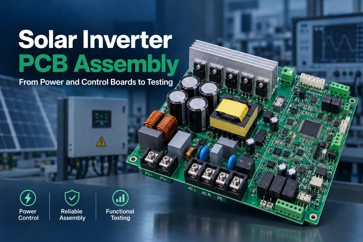 Solar Inverter PCB Assembly Guide: From Power and Control Boards to Testing