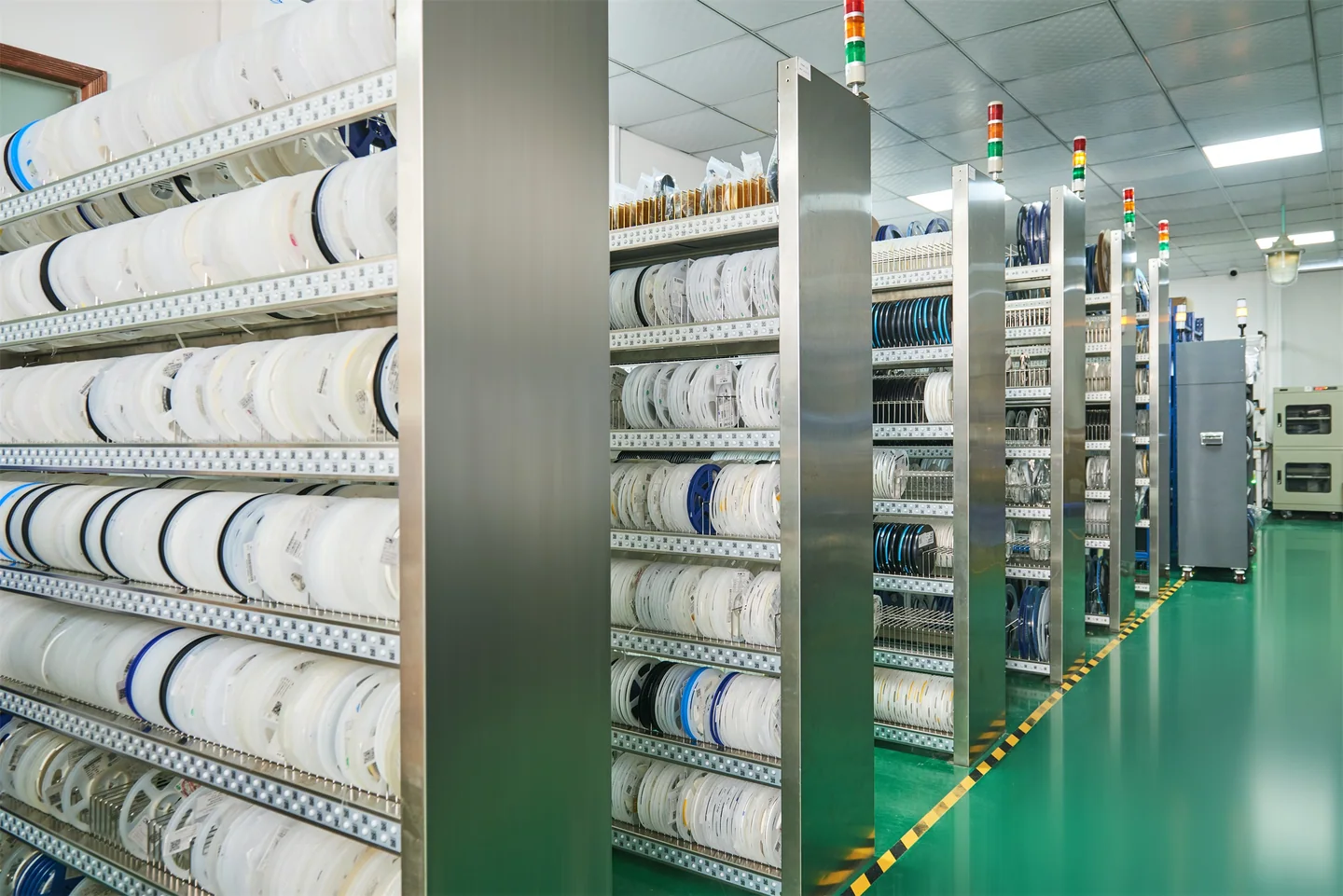PCBasic component warehouse with reels organised for BOM sourcing